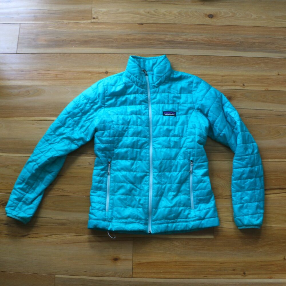 EUC Patagonia Nanopuff Full Zip Jacket Women's S Blue Turqouise